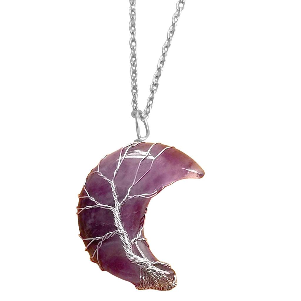 Moon Pendant Necklace Natural Resin Spiritual Gemstone Jewelry