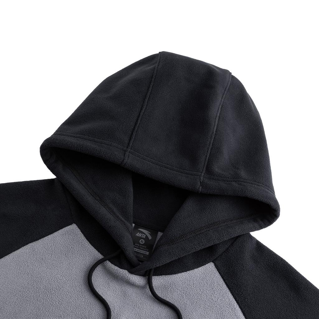 Anta Lifestyle Series Hooded Color Block Sweatshirt 2025 Winter Men Sweatshirt Steel-Gray 952548704-1