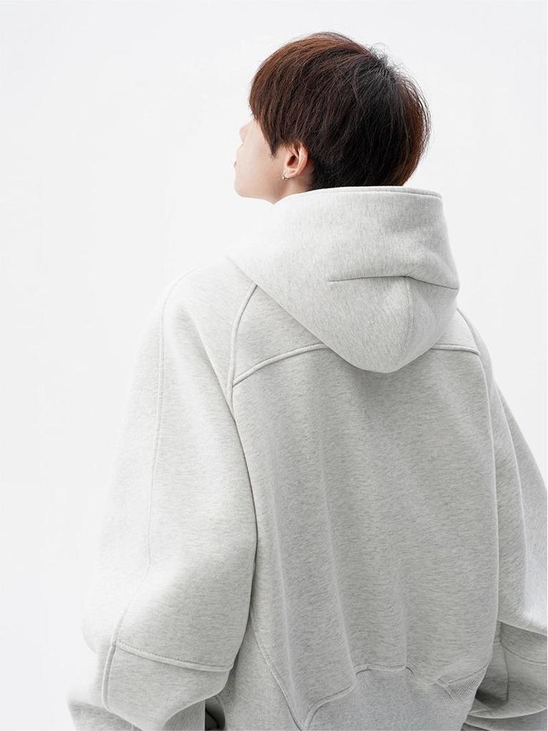 Men's Heavyweight High Street Half-Zip Hoodie - Autumn/Winter Casual Loose Fit Sweatshirt