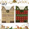Vintage Style Christmas Decor Wooden House Advent Calendar, with 24 Drawers, Countdown To Kids Adults Calendar Gift Box, Refillable Xmas Desktop