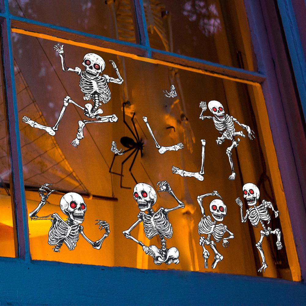 Uv Skeleton Halloween Static Glass Showcase Living Room Home Decor Stickers