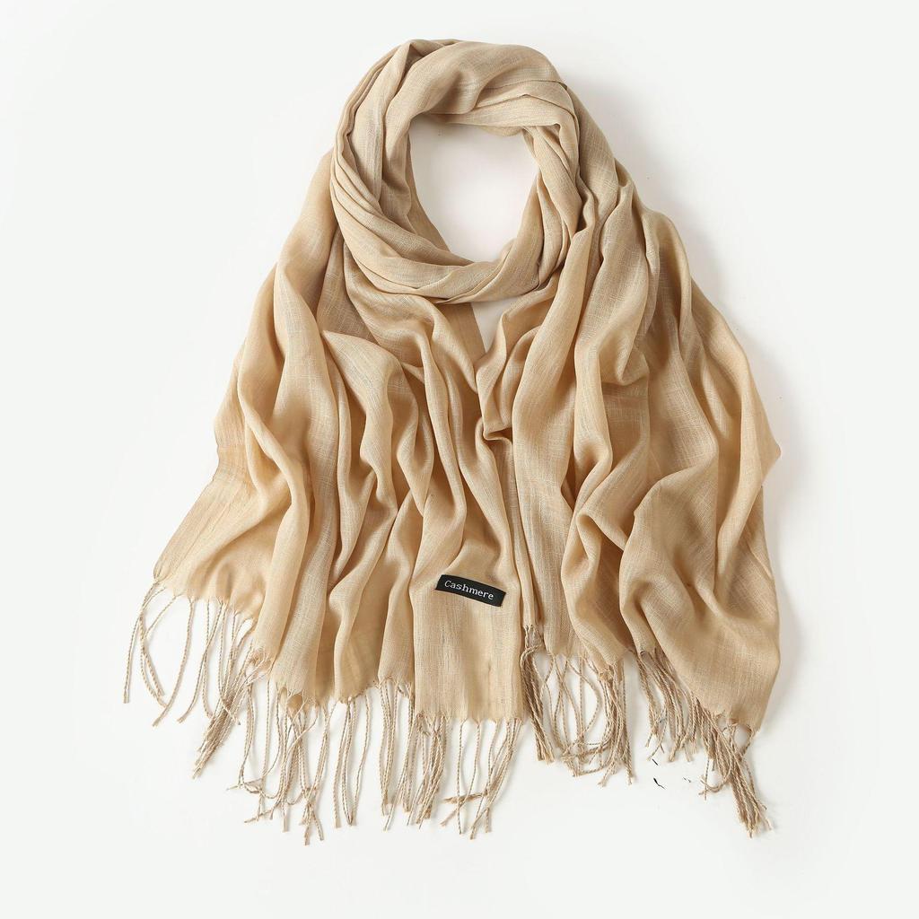 Trendy Niche Silk Scarf: Bamboo Yarn Tassel Shawl for Women