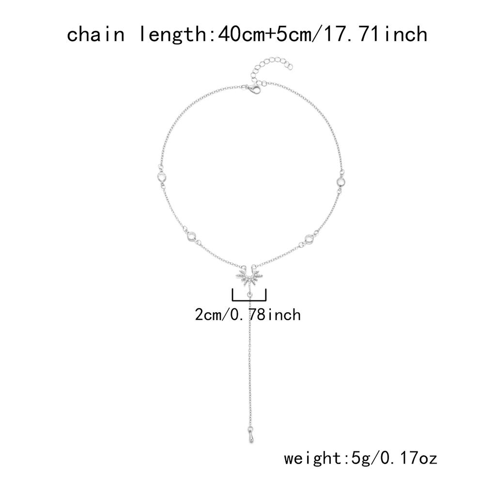 Sexy Rhinestone Long Necklace for Women Gold Color Water Droplet Sun Zircon Pendant Tassel Choker Party Accessories Jewelry Gift
