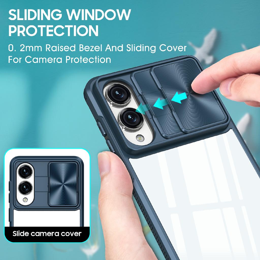 For Samsung Galaxy S25 Edge Case TPU + PC Clear Phone Cover with CD-Veins Camera Lens Sliding Lid