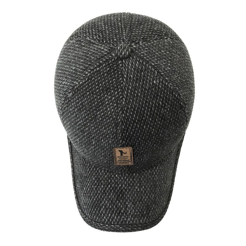 Warm Men's Winter Baseball Cap For Middle-aged Seniors In Thickened Wool Blend Design