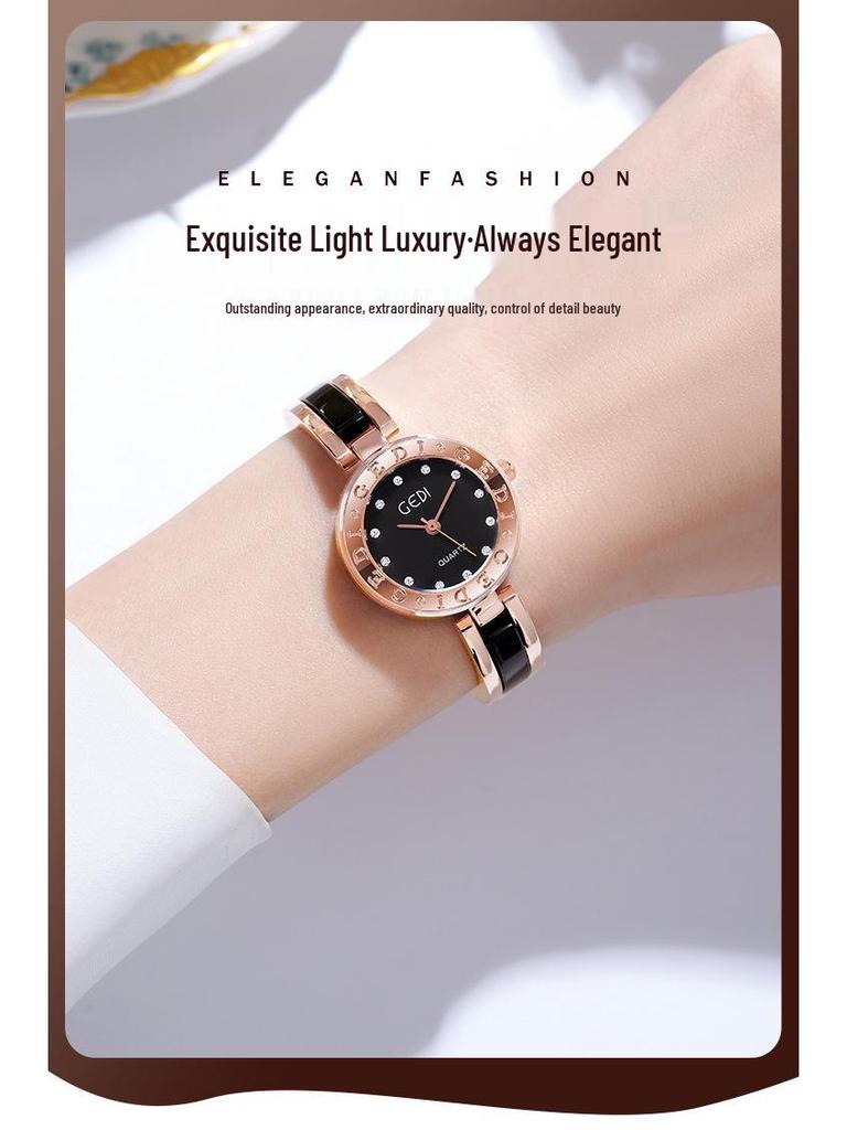 Gedi Retro Minimalist Women's Quartz Watch - Elegant Alloy Bracelet Design