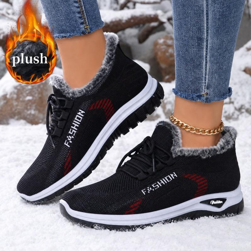 Womens Winter Warm Fleece Lined Flat Ankle Boots Non-slip Comfortable Casual Shoes Mom