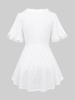 Rosegal Plus Size Valentine's Day Pointelle Hollow Out Heart Lace Trim Ruffles Bowknot Buttons Chains Panel Top