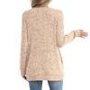 Women's Fashion Loose-Fit Round Neck T-Shirt Colour Pocketed Long-Sleeved Top