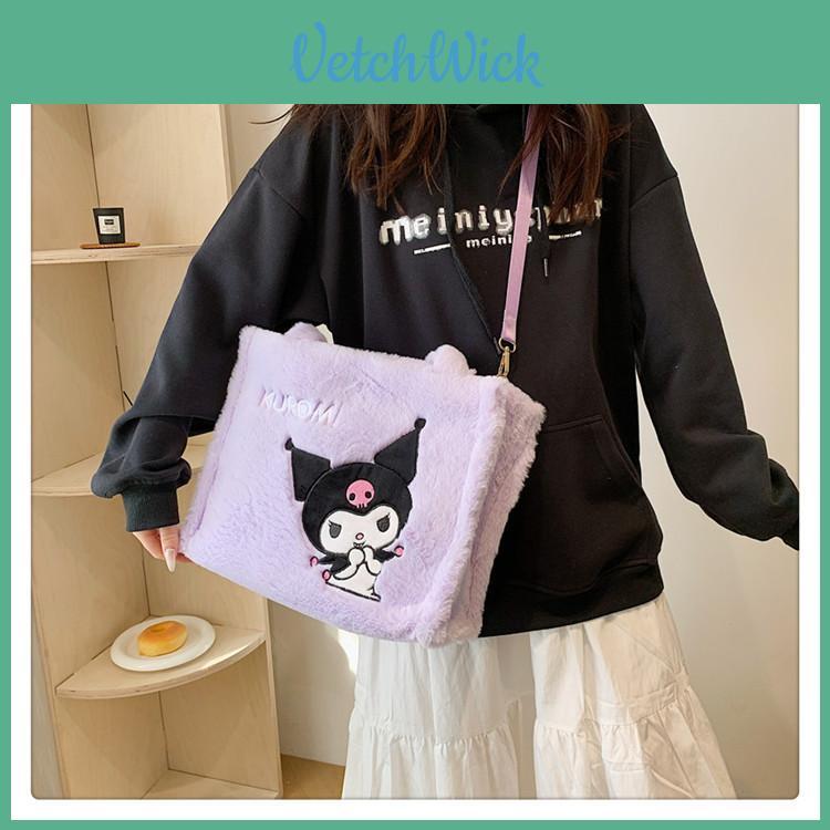 Hello Kitty Stitch Labubu Plush Shoulder Bag With Zipper Closure For Daily Casual Use