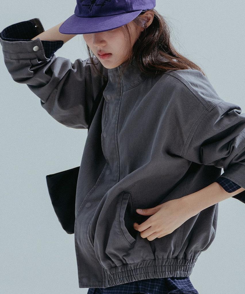 ANNEHEARTS Washed High Neck Jacket_Gray