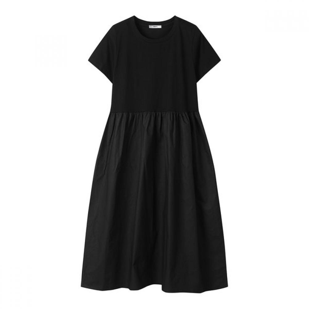 Ggpx Colorblock Shirring Flare Short Sleeve Dress  Gp2op041f 