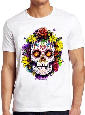Floral Sugar Skull Day of the Dead Dia De Top Funny Cool Gift Tee T Shirt M1163