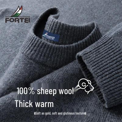 Erkek %100 Merinos Yünü Bisiklet Yaka Kazak