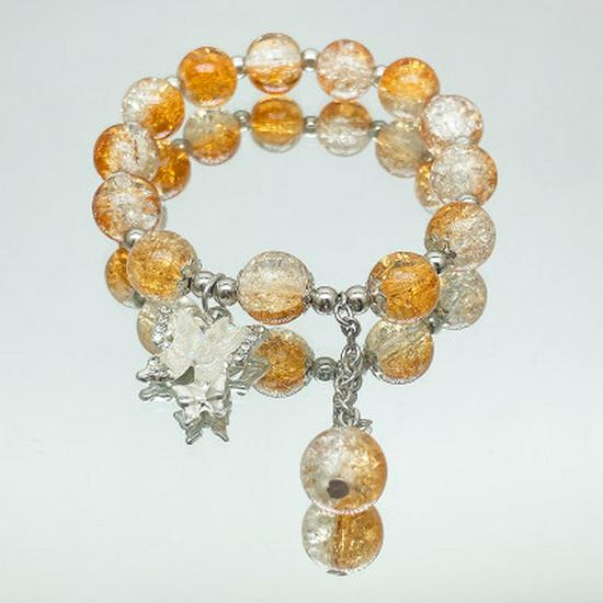 Floral Butterfly Glass Bead Bracelet – Perfect Gift for Girls, Best Friends, and Students
