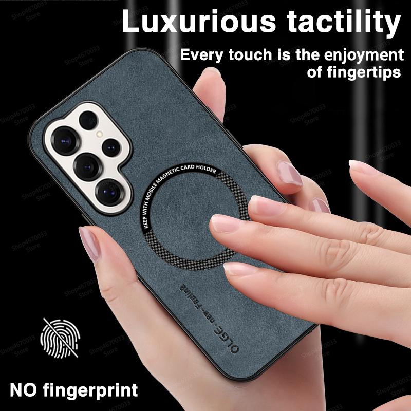 Handyhüllen aus Leder für Samsung S25 S24 S23 S22 S21 S20 Ultra Plus Edge FE Note 20 Ultra Stoßfest Für Magsafe Magnetische Hülle