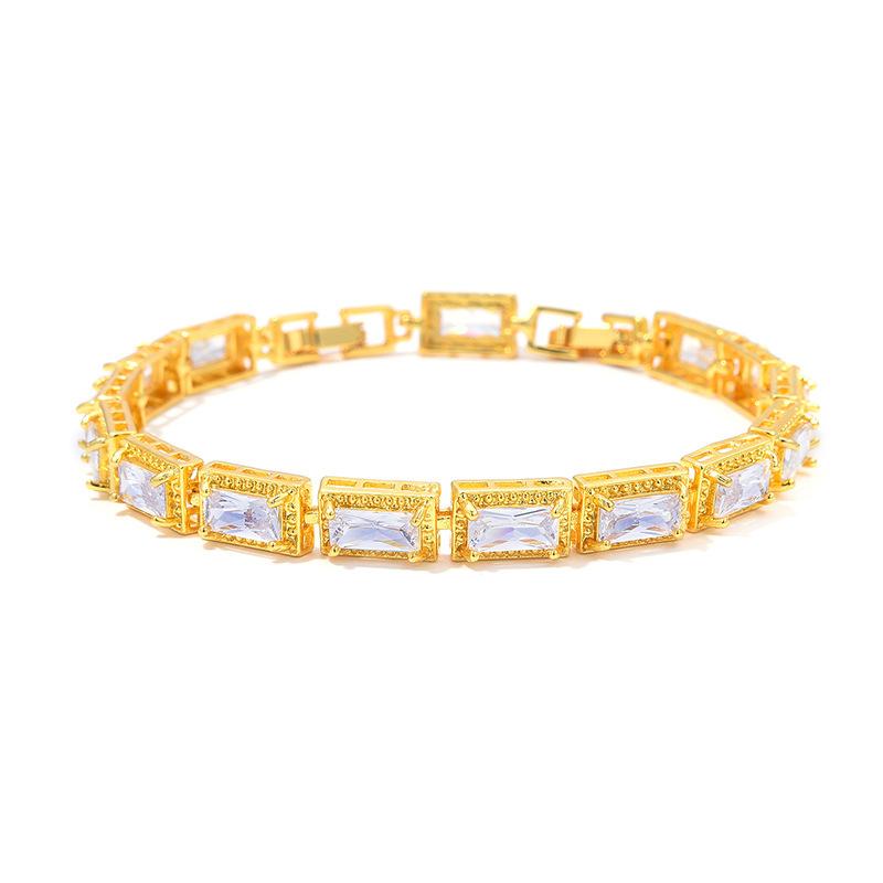 Light Luxury Square Multi-Colored Zircon Inlaid Bracelet, Women'S Silver-White Jewelry, Bridal Jewelry.