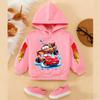 Soft Children Hoodie, Cartoon Racing Cars Splash Water Print Pullover Sweatshirt, Autumn Winter Casual Sport Long Sleeve Top For Kids Daily Wear