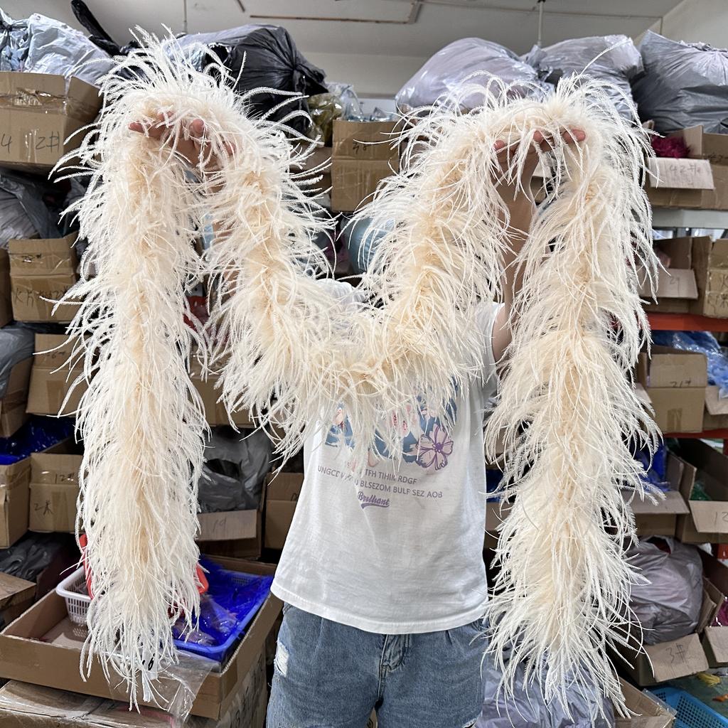 DIY 8 Ply Ostrich Feather Boas 4M for Craft Party Shawl Wedding Drees Clothes Carnival Stage Decor Fluffy Ostrich Plumes Scarf Trim