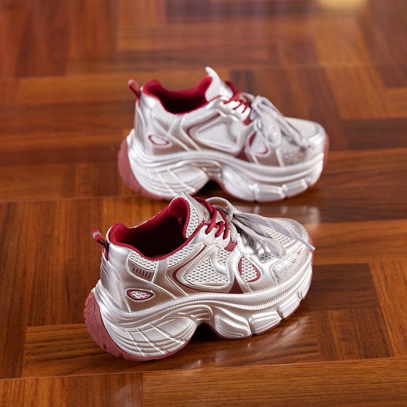 Daddy Shoes Women's 2025 New Spring Breathable Mesh Sneakers Women's Korean Version Versatile Platform Casual Shoes Running Shoes