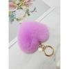 MAIA Rabbit Fur Heart Keychain & Charm - Violet