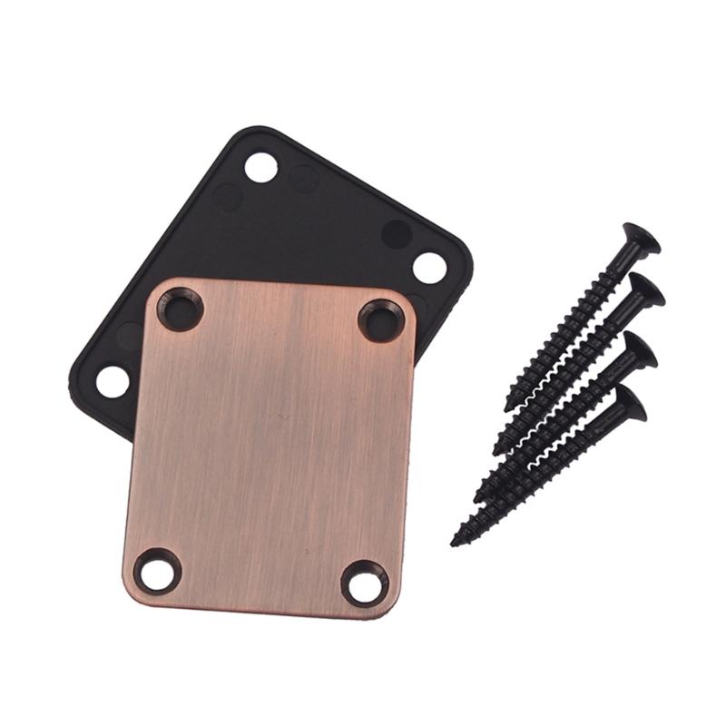 Metal Neck Plate Electric Guitar Bass Parts Replacements Kits 4 Holes Neck Plate