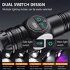 White Laser LED Flashlight Zoom function COB Side Light USB Rechargeable Torch Tail Magnet With Display Long Range Lamp