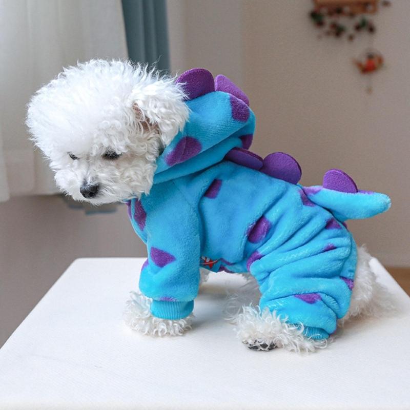 Fashion Pet Dog Jacket Winter Warm Clothes Lovely Cats Photo Dinosaur Costume