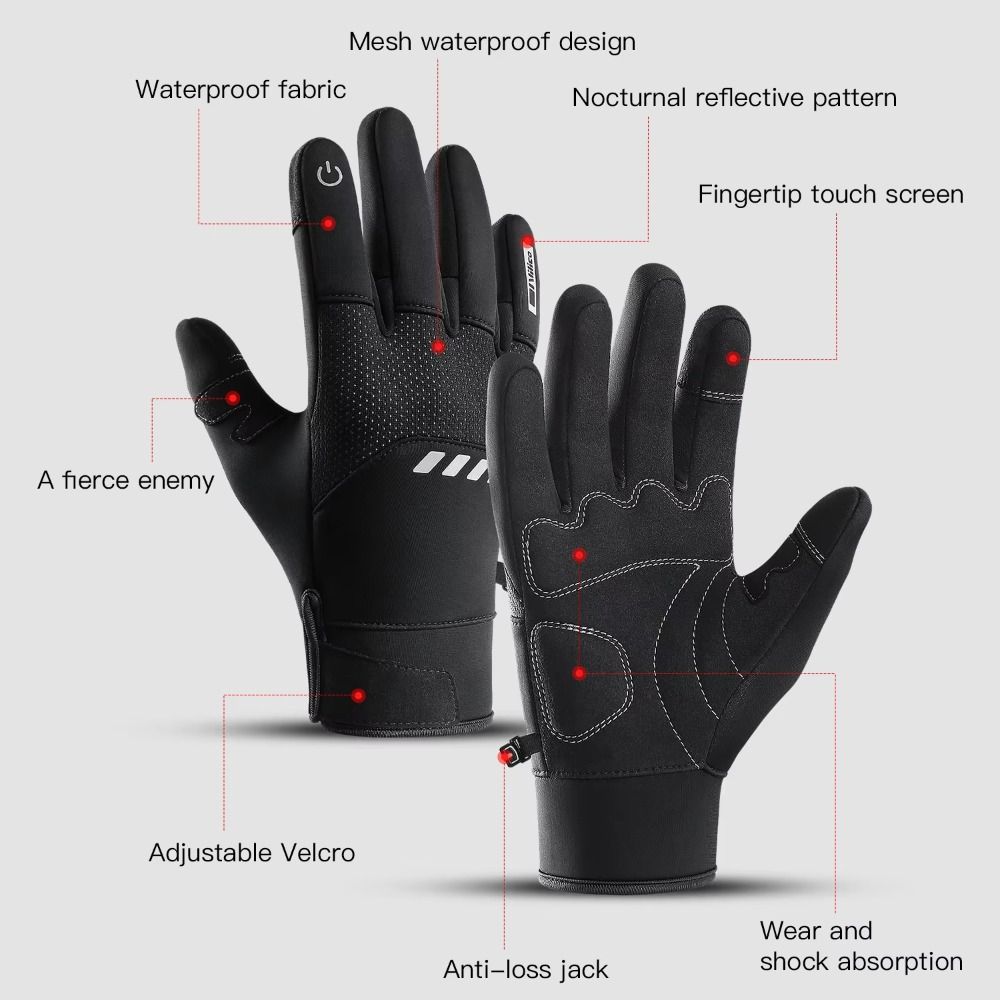Fashion Waterproof Winter Warm Gloves Keep Warm Anti-slip Cycling Gloves Touchscreen Ski Gloves Outdoor Sports