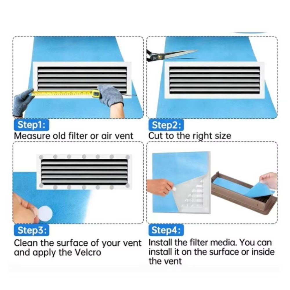 Polyester Material Air Filter Cotton Easy Cut Customizable Air Purification Filter User-friendly Installation Adjustable