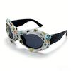 New Y2k Trendy Steampunk Twisted Water Diamond Sunglasses Men Women's Street Outdoor Personality Retro Gorgeous Party Sunglasses