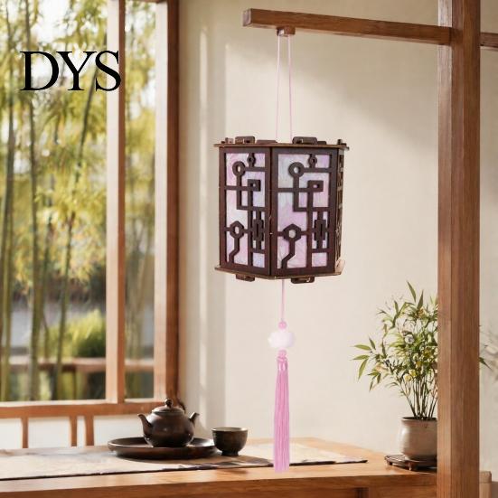 Chinese Lantern Making Kit DIY Vintage Palace for Kids, Style Wooden Frame Traditional Brocade Crafts, Material Set Mid-Autumn Festival Celebration