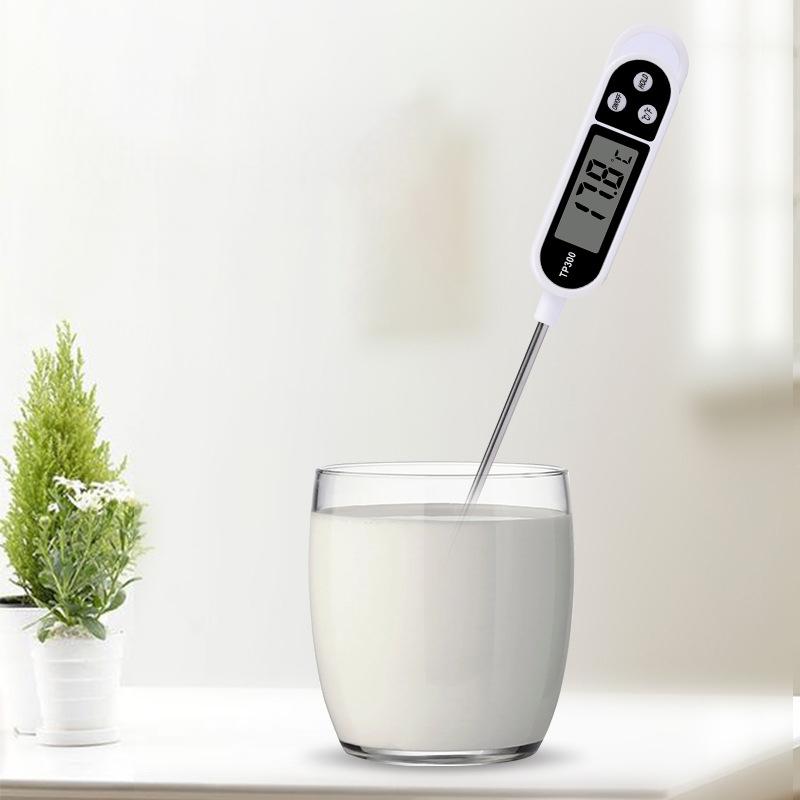 Haushalt Küche Edelstahl Sonde Lebensmittelthermometer, LED Digitalanzeige Milch Getränk Barbecue Thermometer