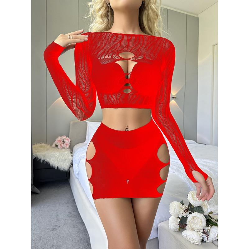 Sex underwear sexy black hollow women's hip skirt mesh jacket jacquard perspective