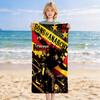 Custom Name Biker Anarchy Stylish Digital Printing Beach Towel Quick‑Drying Absorbent Blanket for Beach Pool Gym Travel