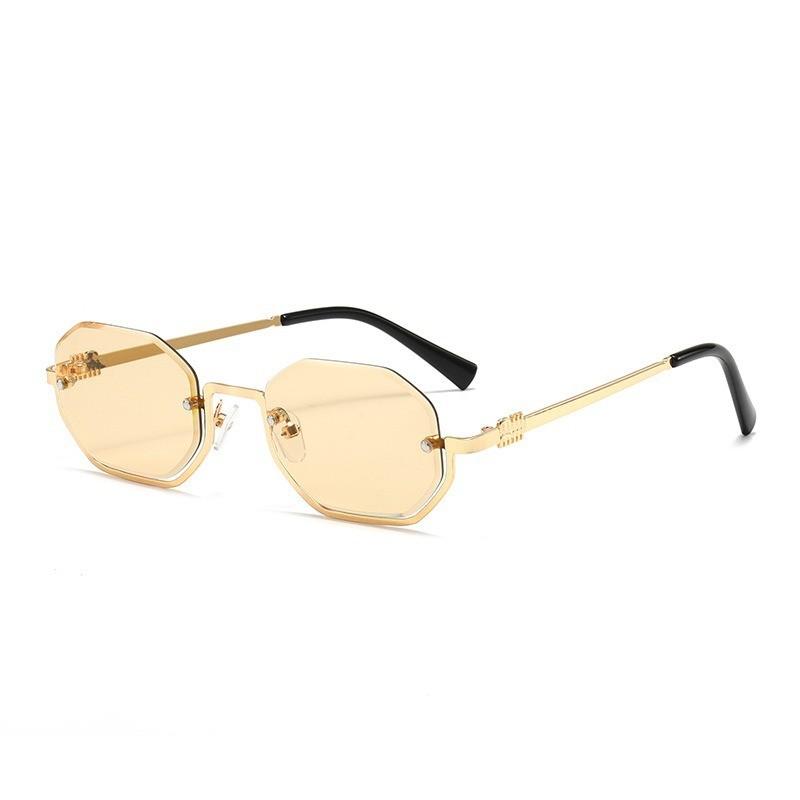 Geometric Polygon Shape Sunglasses With Uv400 Protection For Fashionable Outdoor Wear Gold