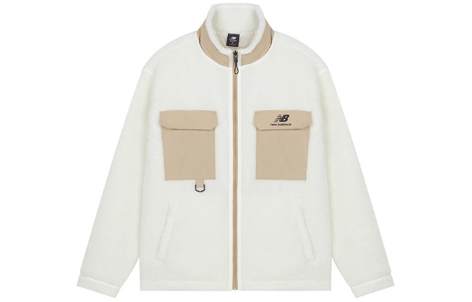 New Balance Velvet Jackets Men s White Stand Collar Thickened And Fleece Lined AMJ23358-CIC S