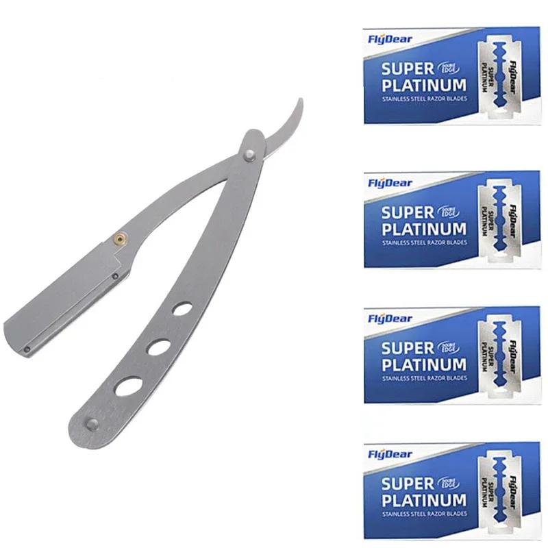 Stainless Steel Holder & Detachable Blade | Classic Wet Shaver for Face/Hair Trimming | Retro Razor for Smooth Grooming
