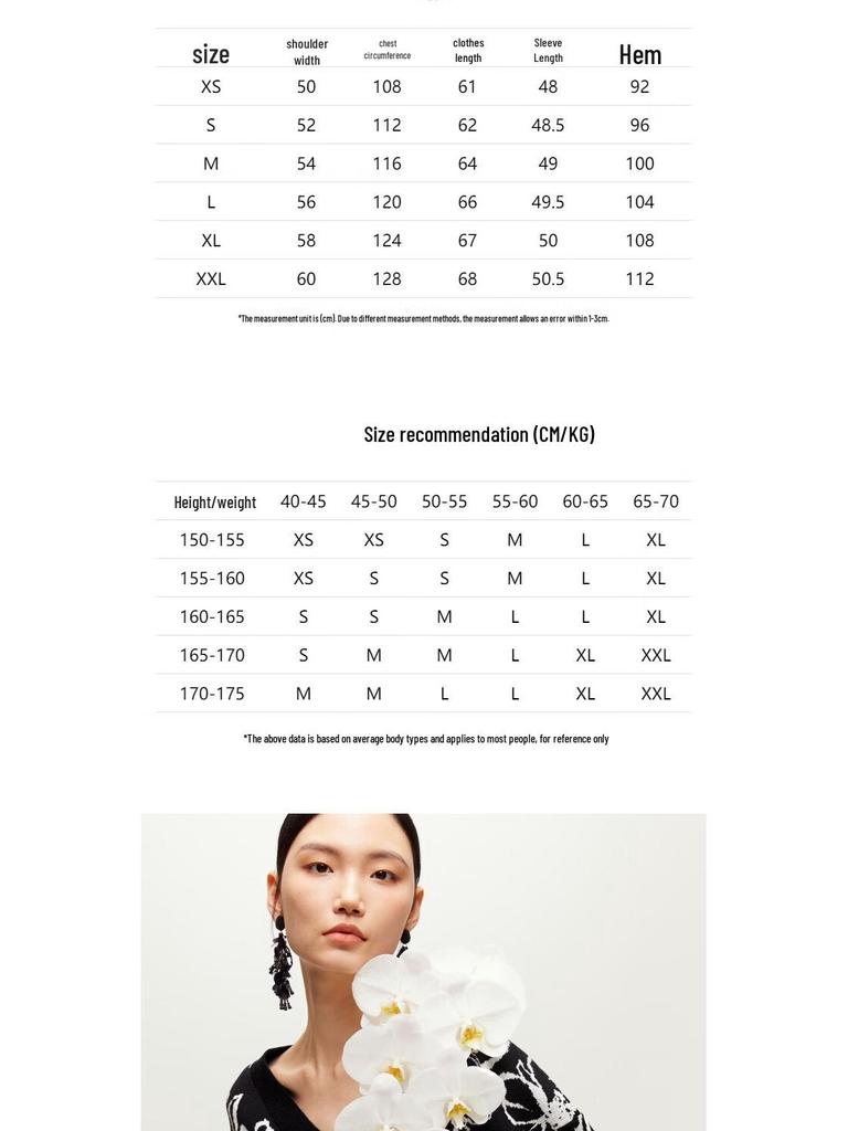 Veromoda V-Neck Floral New Chinese Style Knit Sweater