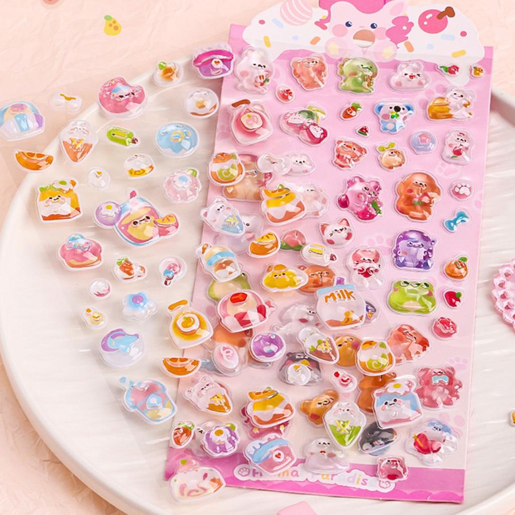 Cartoon 3D Stickers Water Resistant Animal Butterfly Sticker for Planner Pencil Box Phone Case Water Bottle Skateboards