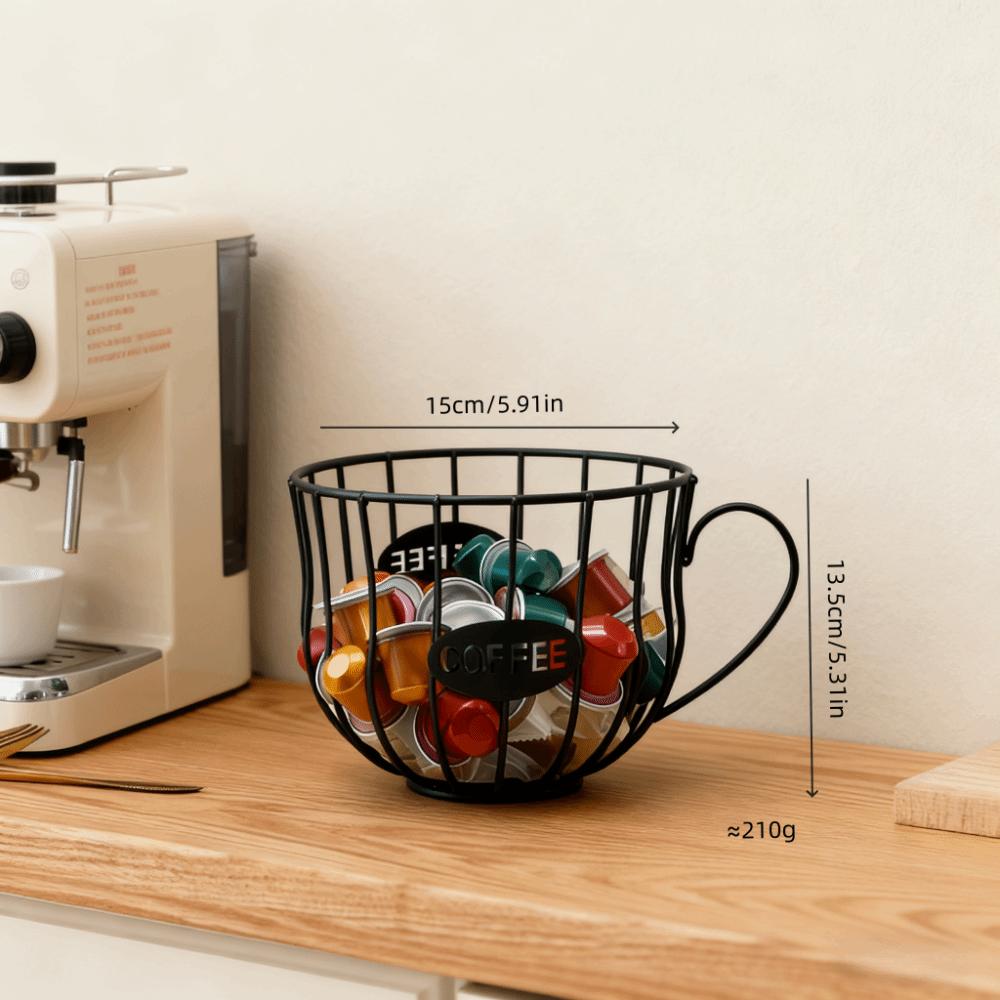 

Fashion Iron Coffee Pod Holder Hollowed-out Creative Coffee Creamer Container Large Capacity Storage Cup Home Decor чорний