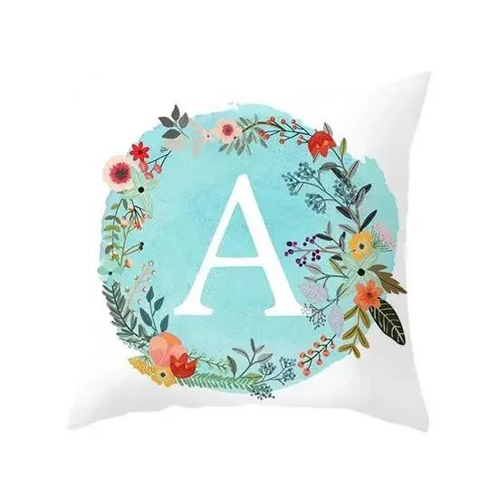 A-Z Letter Cushion Cover Blue Floral   Soft Throw Pillow Cover Decorative Sofa Pillow Case Pillowcase