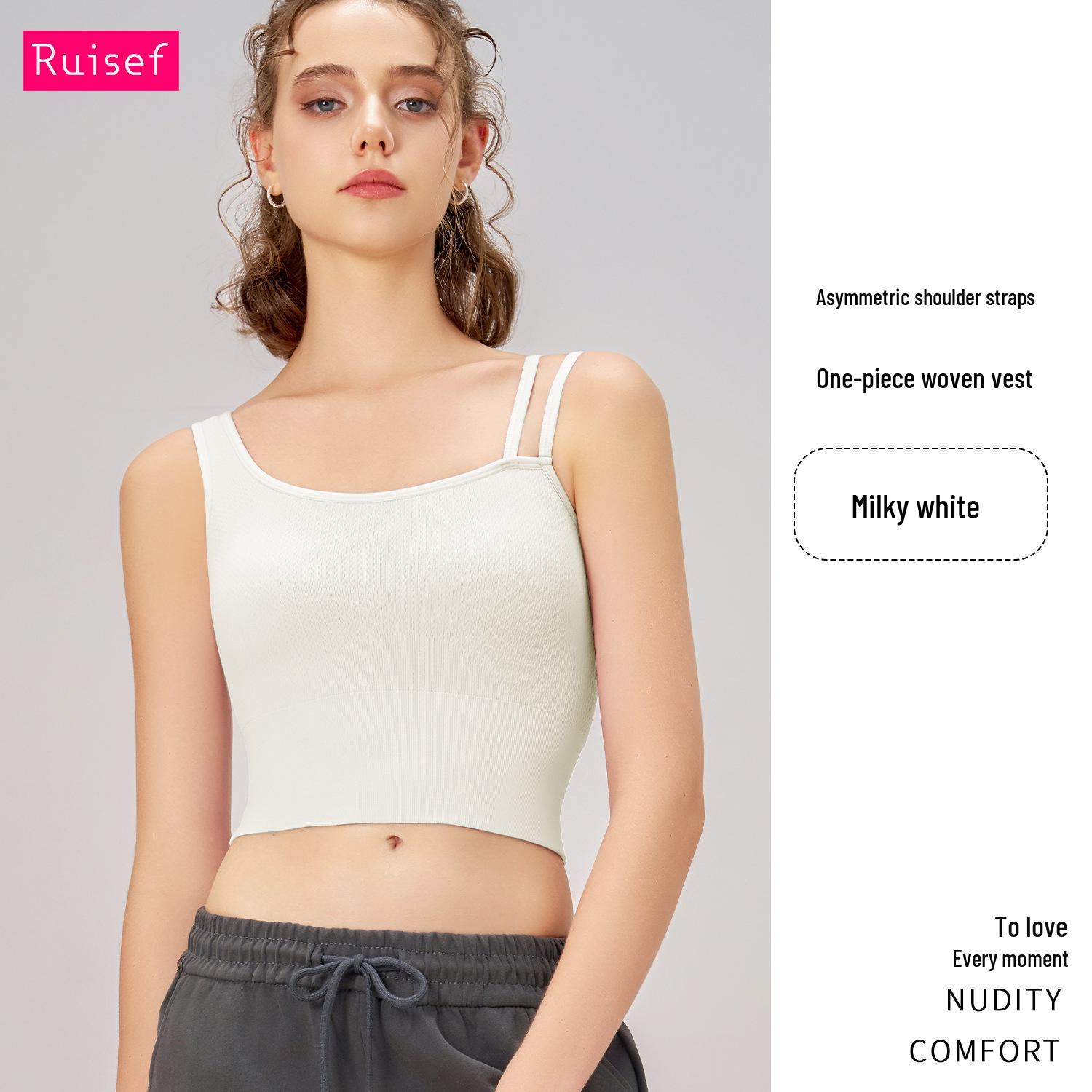 

Женский асимметричный спортивный топ Yongen Style - Летний топ для йоги с фиксированной чашкой Small