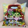 Pillowcase Happy Camper Cartoon House Travel Car Cushion Cover Sofa Home Super Soft