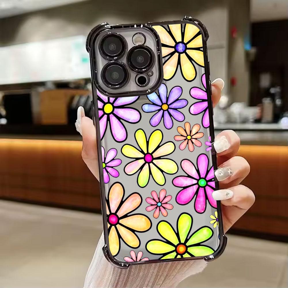 

Beautiful Flowers Leaf Phone Case for iPhone 17E 11 13 15 16 17 Pro Max 14 Plus 17Air 16E 13 Pro 12 17Pro Shockproof Clear Cover iPhone 11Pro Max