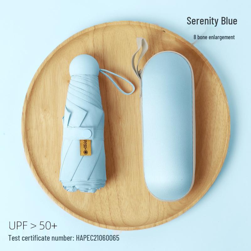 Compact Dual-Use Sun and Rain Umbrella with Black Glue Sunshade - Stylish Ladies' 5-Fold Capsule Design