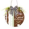 Welcome Wreath, Wood with Hemp Rope Hanger, Fabric Bow Decor Rustic Round Sign, for Doors Walls Entryway