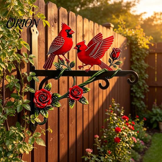 Suporte de Vaso de Flores de Metal para Pátio, Suporte de Planta Pássaro Vermelho, Gancho de Parede Externo, Decoração de Jardim Montada, Suporte para Comedouro, Plantas Penduradas, Comedouro, Vento