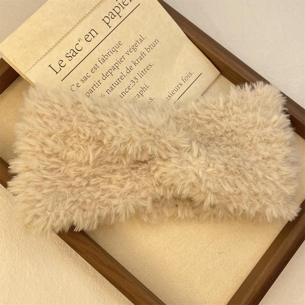 Women's Winter Plush Retro Elastic Headband with Earmuffs - Thick, Warm, Cold-Proof Fashion Accessory