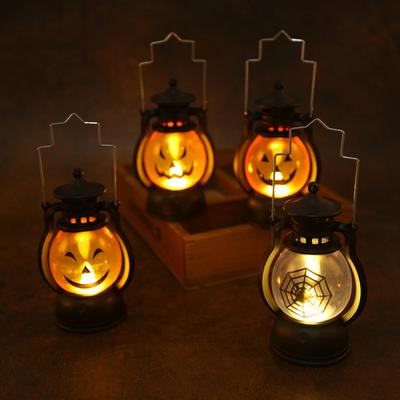 Lampă cu dovleac LED de Halloween, fără flacără, fără fum, portabilă retro DIY, agățată înfricoșătoare, lumină electronică